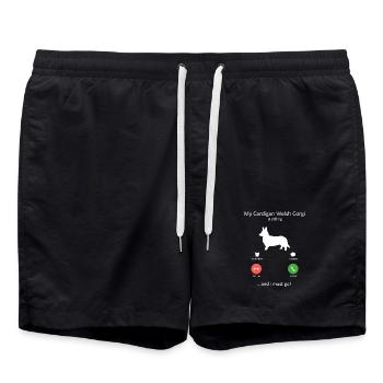 My Cardigan Welsh Corgi Is Calling Funny Dog Mom - Swim Trunks - black - Front - AI Model Male 185 light (185cm)