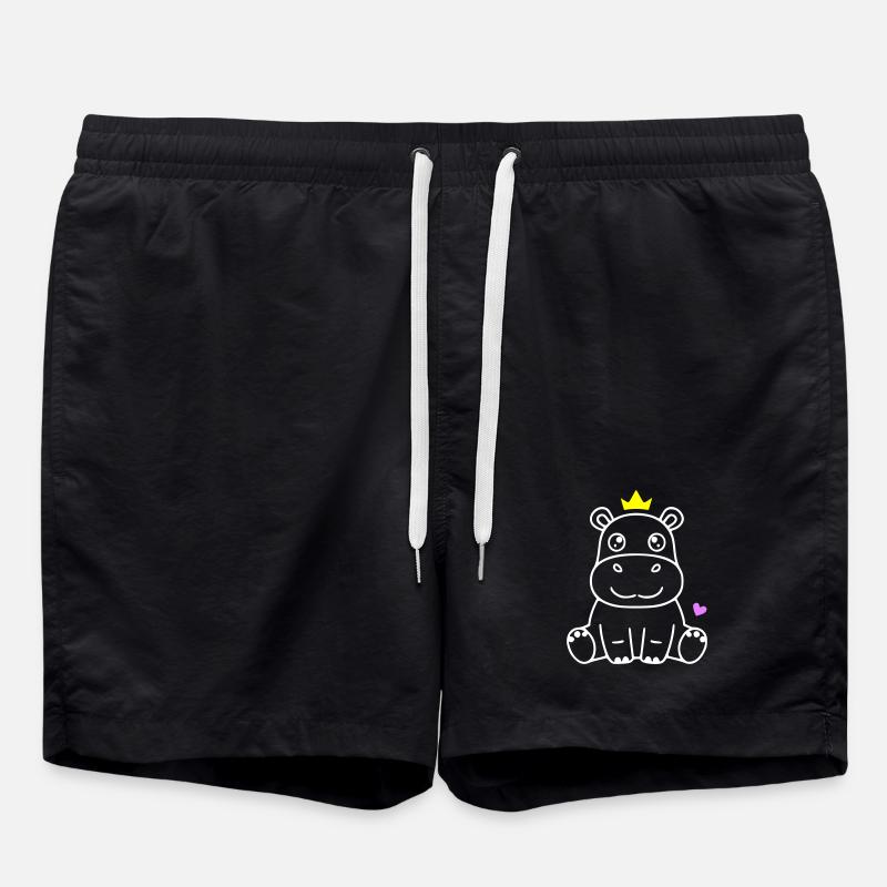 Hippopotamus with Crown Prince Princess - Swim Trunks - black