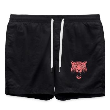 Tête de tigre néon rose - Short de bain - noir - Devant - AI Model Male 185 light (185cm)