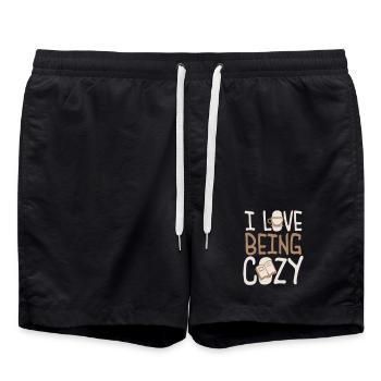 I Love Being Cozy Gemütlichkeit Zuhause Entspannt - Swim Trunks - black - Front - AI Model Male 185 light (185cm)