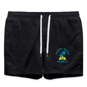 Phuket Beach Palmen Sonnenuntergang - Badeshorts - Schwarz - Vorne - AI Model Male 185 light (185cm)