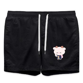 Barista de vache de Kawaii - Short de bain - noir - Devant - AI Model Male 185 light (185cm)