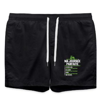 Ma journée parfaite conduire un tracteur - Short de bain - noir - Devant - AI Model Male 185 light (185cm)