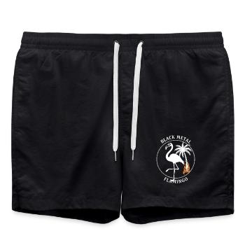 Black Metal Flamingo - Gothique Métal Flamant Rose - Short de bain - noir - Devant - AI Model Male 185 light (185cm)