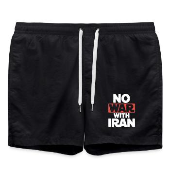 Non à la guerre d’Iran – Paix et diplomatie - Short de bain - noir - Devant - AI Model Male 185 light (185cm)