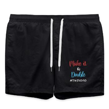 Zwilling Papa Zwillinge Vater - Badeshorts - Schwarz - Vorne - AI Model Male 185 light (185cm)