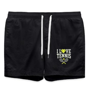 T-shirt de tennis, t-shirt I Love Tennis, sweat à capuche, bonnet - Short de bain - noir - Devant - AI Model Male 185 light (185cm)
