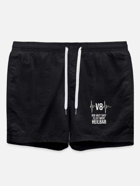 V8 Liebhaber Shirt - Autoliebhaber Shirt - V8 - Badeshorts - Schwarz