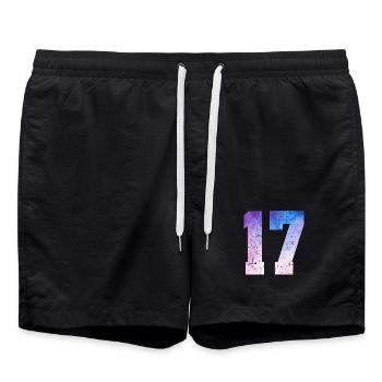 numéro 17 – Cadeau anniversaire 17 ans - Short de bain - noir - Devant - AI Model Male 185 light (185cm)