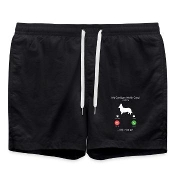 Cardigan Welsh Corgi Is Calling Dog Lover Design - Swim Trunks - black - Front - AI Model Male 185 light (185cm)
