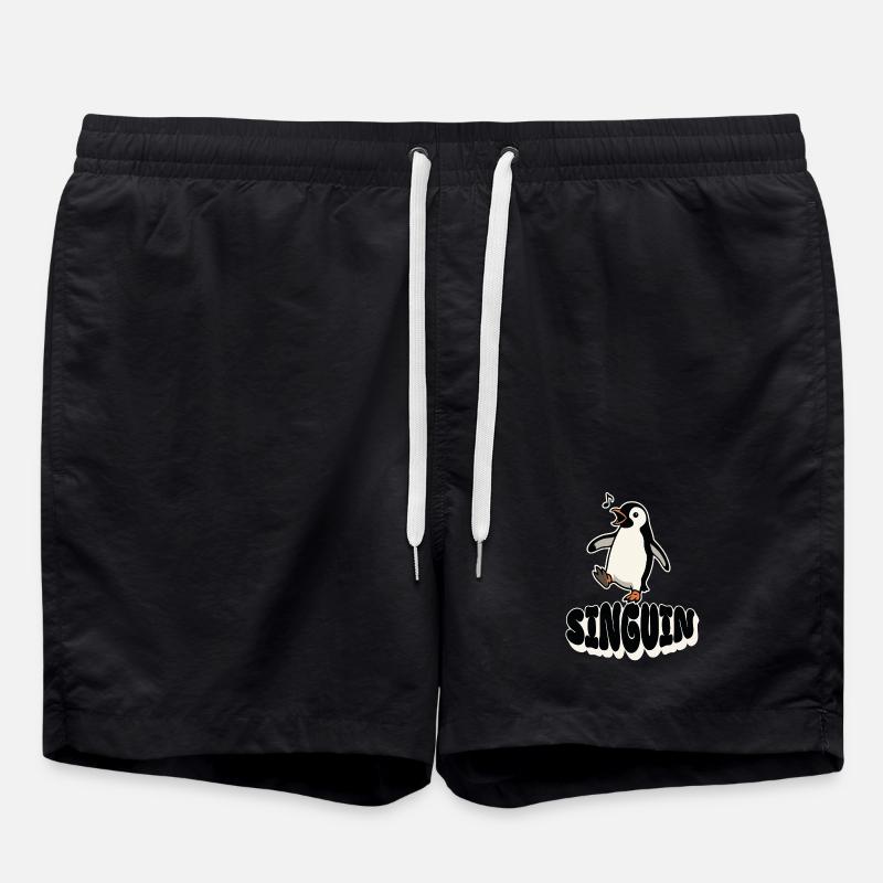 Singing Penguin - Singuin - Swim Trunks - black