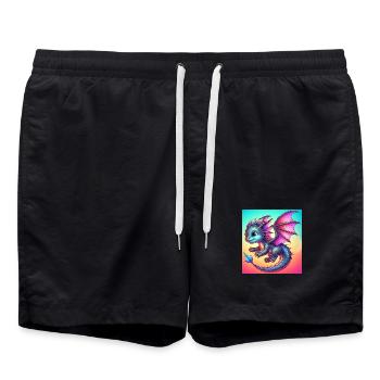 Drache - Badeshorts - Schwarz - Vorne - AI Model Male 185 light (185cm)