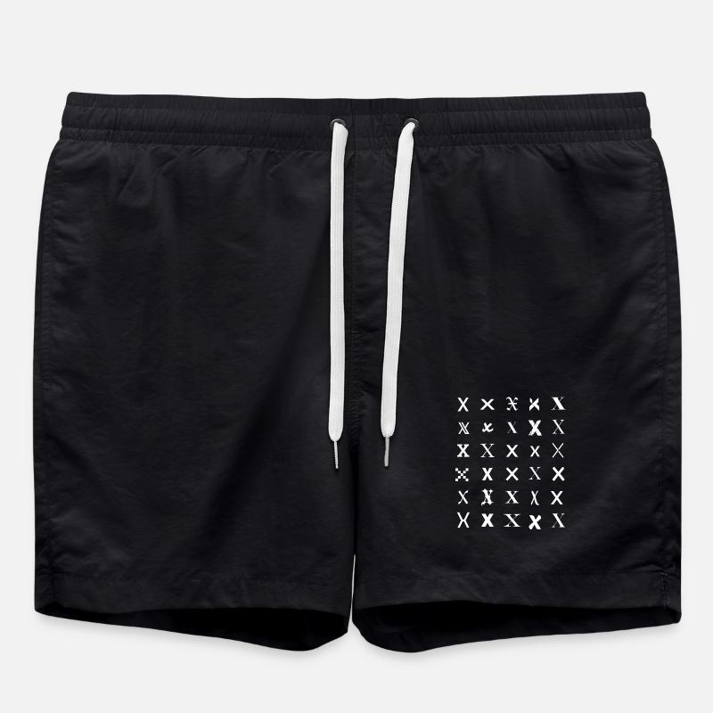 Typografie-Monogramm-X-Muster - Badeshorts - Schwarz