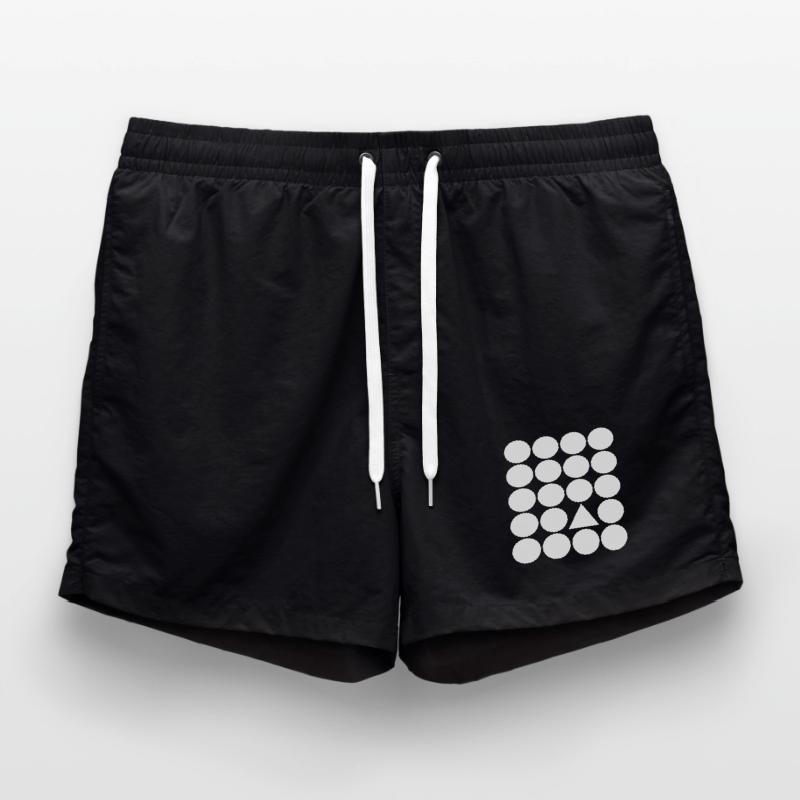 Geometric Grid Triangle Accent Swim Trunks