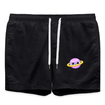 Planète Kawaii pastel avec sourire annelé - Short de bain - noir - Devant - AI Model Male 185 light (185cm)
