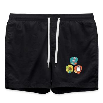 Flamingo Turtle Penguin - Swim Trunks - black - Front - AI Model Male 185 light (185cm)