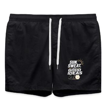 Sun, sweat and good ideas - Swim Trunks - black - Front - AI Model Male 185 light (185cm)
