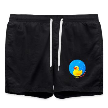 Illustration du canard en caoutchouc jaune en cercle - Short de bain - noir - Devant - AI Model Male 185 light (185cm)