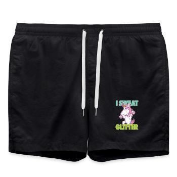 Einhorn - Gym - Fitness - Workout - Geschenkidee - Badeshorts - Schwarz - Vorne - AI Model Male 185 light (185cm)
