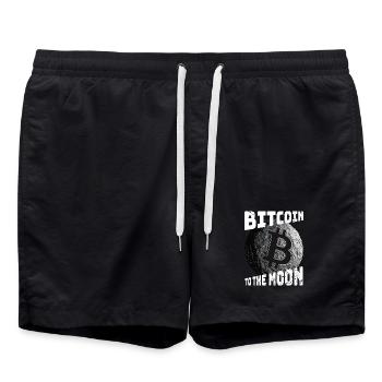 Mème du Bitcoin à la lune - Short de bain - noir - Devant - AI Model Male 185 light (185cm)