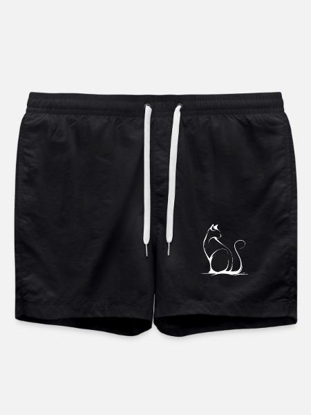 Cat Sketch - Swim Trunks - black