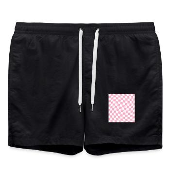 Mosaïque à damier rose déformé - Short de bain - noir - Devant - AI Model Male 185 light (185cm)