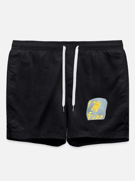 I'm Fine – Goldfolien Textdesign - Badeshorts - Schwarz