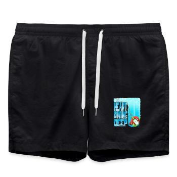 Herztauchen: Tiefes Unterwasserabenteuer - Badeshorts - Schwarz - Vorne - AI Model Male 185 light (185cm)