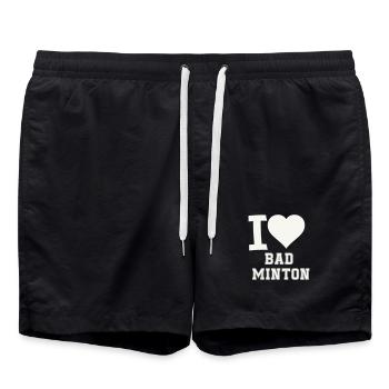 J’adore le cœur du badminton - Short de bain - noir - Devant - AI Model Male 185 light (185cm)