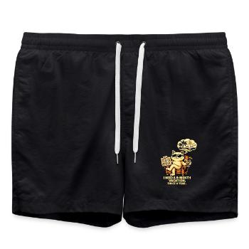 I need 6 months of vacation, 2x a year – Cool Cat - Swim Trunks - black - Front - AI Model Male 185 light (185cm)