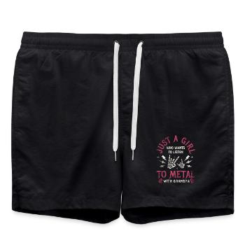 Metall-Baby-Mädchen mit Opa Rock-Baby - Badeshorts - Schwarz - Vorne - AI Model Male 185 light (185cm)