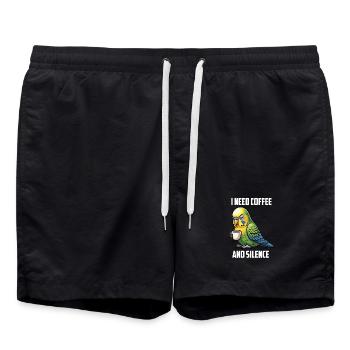 I Need Coffee and Silence Wellensittich Welli - Badeshorts - Schwarz - Vorne - AI Model Male 185 light (185cm)