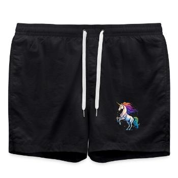 Skelett Einhorn – Neon Horror - Badeshorts - Schwarz - Vorne - AI Model Male 185 light (185cm)