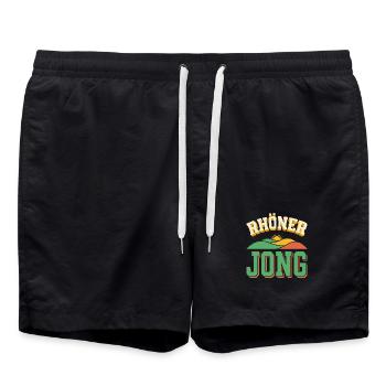 Rhöner Jong - Rhön Heimat Berge Retro - Badeshorts - Schwarz - Vorne - AI Model Male 185 light (185cm)