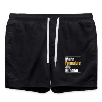 Mehr Formulare als Kunden Handwerk Bürokratie Typo - Badeshorts - Schwarz - Vorne - AI Model Male 185 light (185cm)