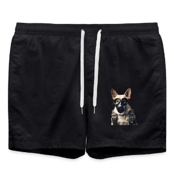 Chien avec masque à gaz - Short de bain - noir - Devant - AI Model Male 185 light (185cm)
