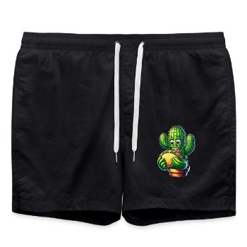Cactus Taco Mexico Food Mexican Cartoon - Swim Trunks - black - Front - AI Model Male 185 light (185cm)