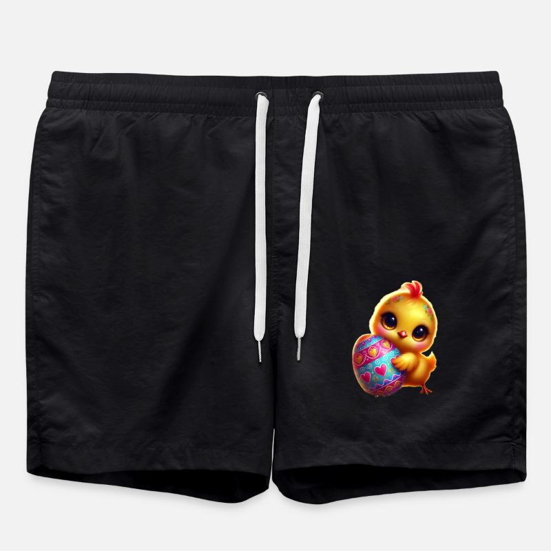 Ostern-Kücken mit Ei - Badeshorts - Schwarz