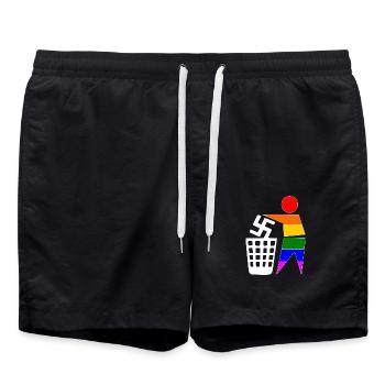 halte deine umwelt sauber - gegen rechts - Badeshorts - Schwarz - Vorne - AI Model Male 185 light (185cm)