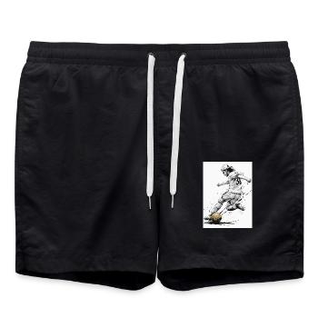 Dynamic Black And White Soccer Player Fussballer - Badeshorts - Schwarz - Vorne - AI Model Male 185 light (185cm)