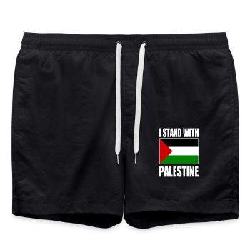 I stand with palestine - Short de bain - noir - Devant - AI Model Male 185 light (185cm)