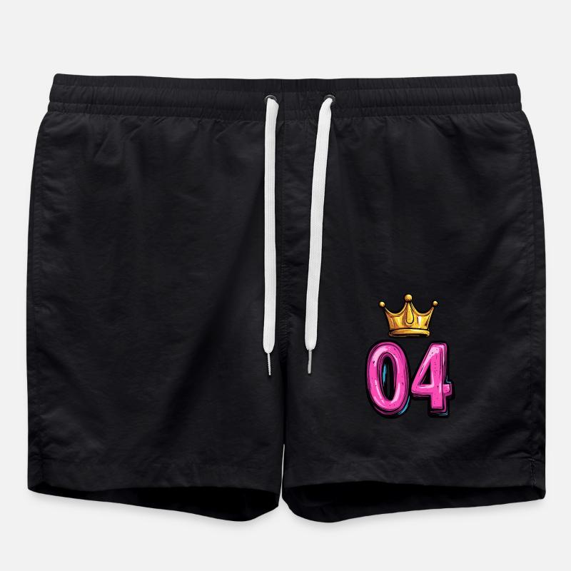 4 Zahl Krone - Badeshorts - Schwarz