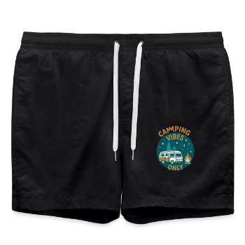 Camping Vibes Only - Freizeit Design - Badeshorts - Schwarz - Vorne - AI Model Male 185 light (185cm)