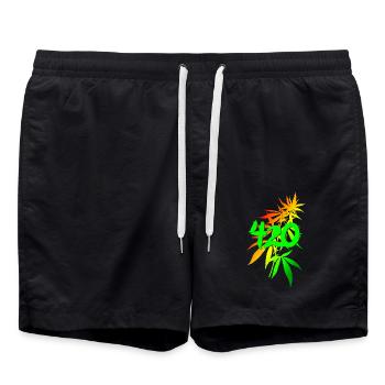 420 cannabis - Swim Trunks - black - Front - AI Model Male 185 light (185cm)