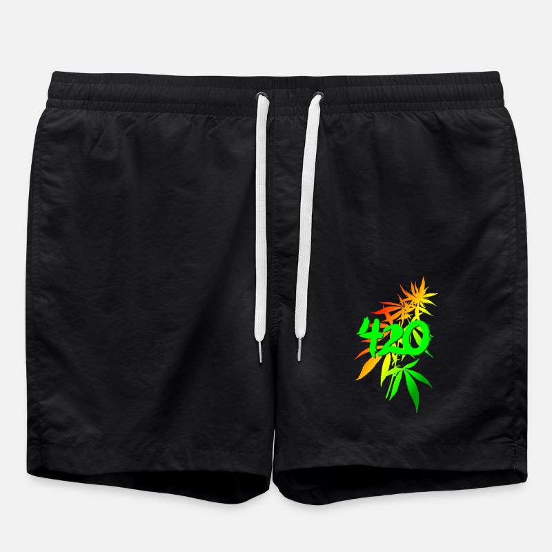 420 cannabis - Swim Trunks - black