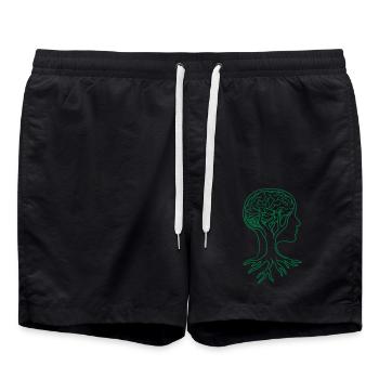 Gehirn Baum Mensch - Badeshorts - Schwarz - Vorne - AI Model Male 185 light (185cm)