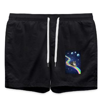 Cute cat in space - Swim Trunks - black - Front - AI Model Male 185 light (185cm)