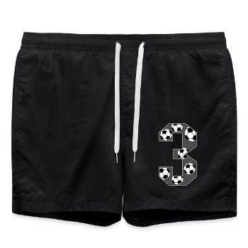 3 Birthday Football Grey - Swim Trunks - black - Front - AI Model Male 185 light (185cm)