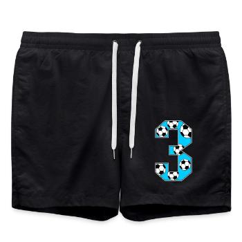 3ème anniversaire Football Blue - Short de bain - noir - Devant - AI Model Male 185 light (185cm)