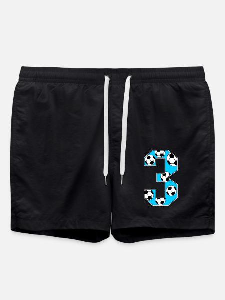 3rd Birthday Football Blue - Swim Trunks - black